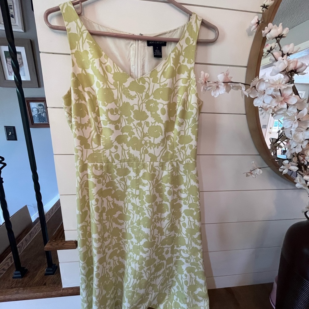 Cream and lime green floral Ann Taylor dress
